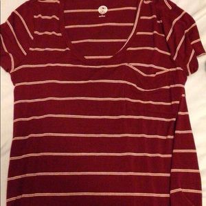 Striped maroon tee shirt